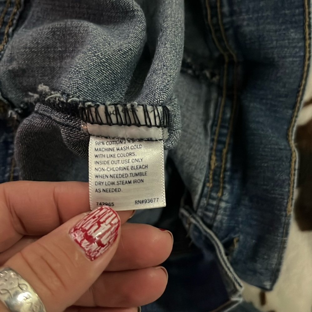 Stretch Jean Jacket M Fitted Button Front Classic… - image 5